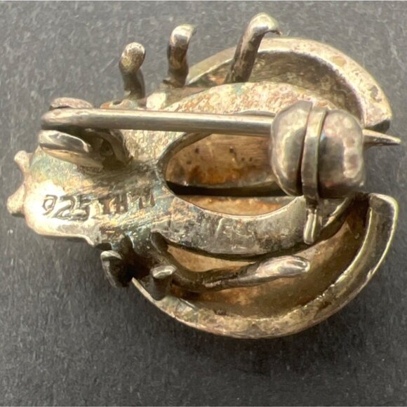 Vintage Ladybug Trembler Brooch Pin Sterling Silver Marcasite 925 Signed - Picture 3 of 7